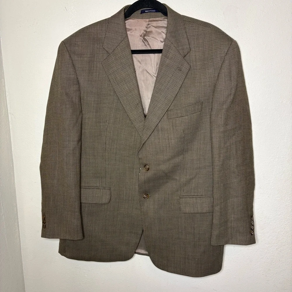Lauren by Ralph Lauren Classic Men's Brown Plaid Two-Button Wool Blazer 2x